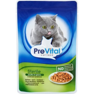 Hrana Umeda Pentru Pisici, Prevital Sterile, Cu Pasare In Sos, 100 g	