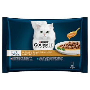 Hrana Umeda Pentru Pisici, Gourmet Perle, Cu Pastrav/Ton, 4x85 g	