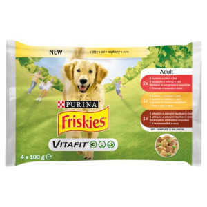 Hrana Umeda Pentru Caini, Friskies Vitafit Adult, Vita/Pui/Miel In Aspic, 4x100 g