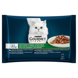 Hrana Umeda Pentru Pisici, Gourmet Perle, Cu Vitel/Vanat/Vita/Pastrav, 4x85 g	