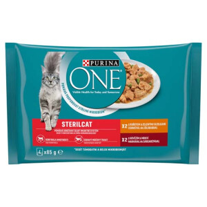 Hrana Umeda One pentru Pisici Sterilizate, cu Pui/Mazare si Vita/Morcovi, 4 x 85 g