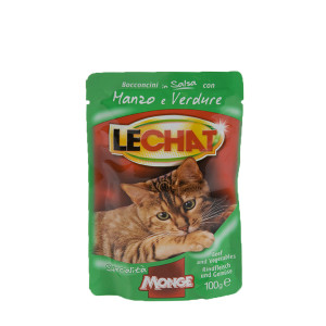 Hrana Umeda Pentru Pisici, LeChat, Cu Vita Si Legume, 100 g	
