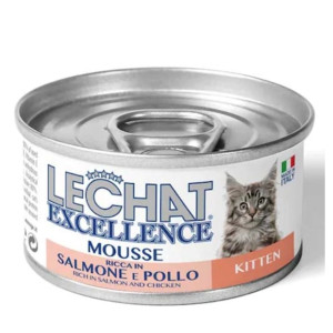 Hrana Umeda Pentru Pisici, LeChat Excellence Kitten Junior, Mousse Cu Somon/Pui, 85 g	