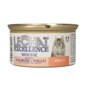 Hrana Umeda Pentru Pisici, LeChat Excellence Adult, Mousse Cu Somon/Pui, 85 g	