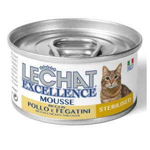Hrana Umeda Pentru Pisici, LeChat Excellence Steril, Mousse Cu Pui/Ficat, 85 g	