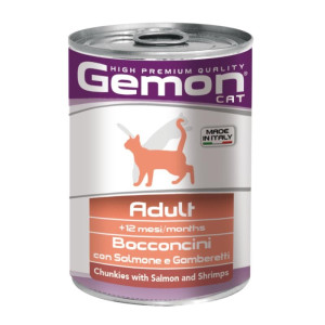 Hrana Umeda Pentru Pisici, Gemon Adult, Cu Somon/Creveti, 415 g	