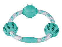 Jucarie Pentru Caini, Denta Fun, Inel Sfoara Cu Mingi, Aroma Menta, Cauciuc, 20 cm/5 cm, 33704