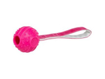 Jucarie Pentru Caini, Minge cu Franghie, TPR, 27 cm, Roz, 33477
