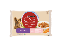 Hrana Umeda Pentru Caini, One Mini Delicate, Cu Somon/Orez/ Morcovi, 4 x 100 g
