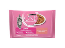 Hrana Umeda One pentru Pisici Junior, cu Somon si Morcovi, 4 x 85 g